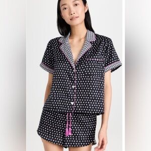 Women's Black Heart Print Pajama Set